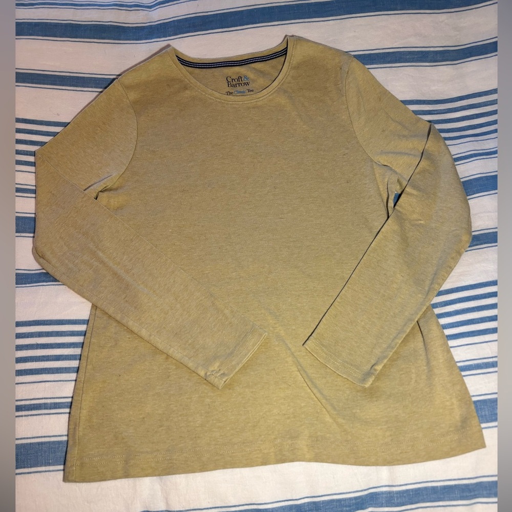 Tan, Long Sleeve, Cotton Tee Shirt